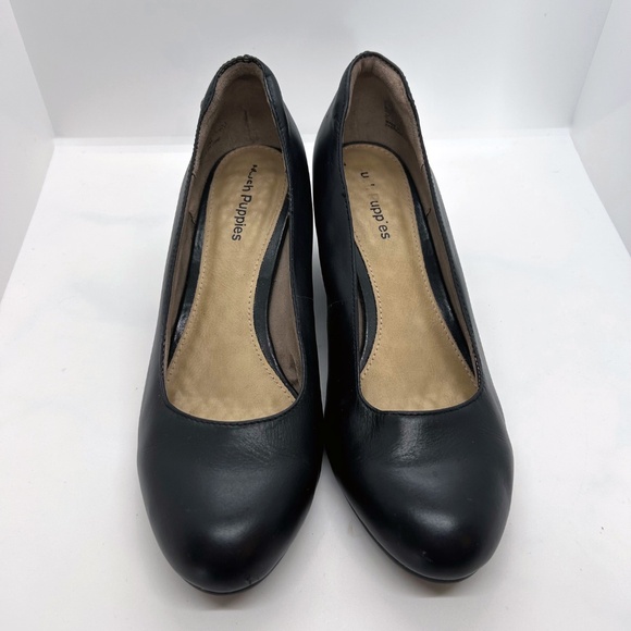 Hush Puppies Women's Leather Black Wedge Heel Pumps, Size 9 - Picture 2 of 7